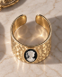 Preview: Gehämmerter Vintage Ring, Breiter Goldring Damen, Statement Ring, Kamee Ring Gold, Viktorianischer Stil, Besondere Geschenke für Sie
